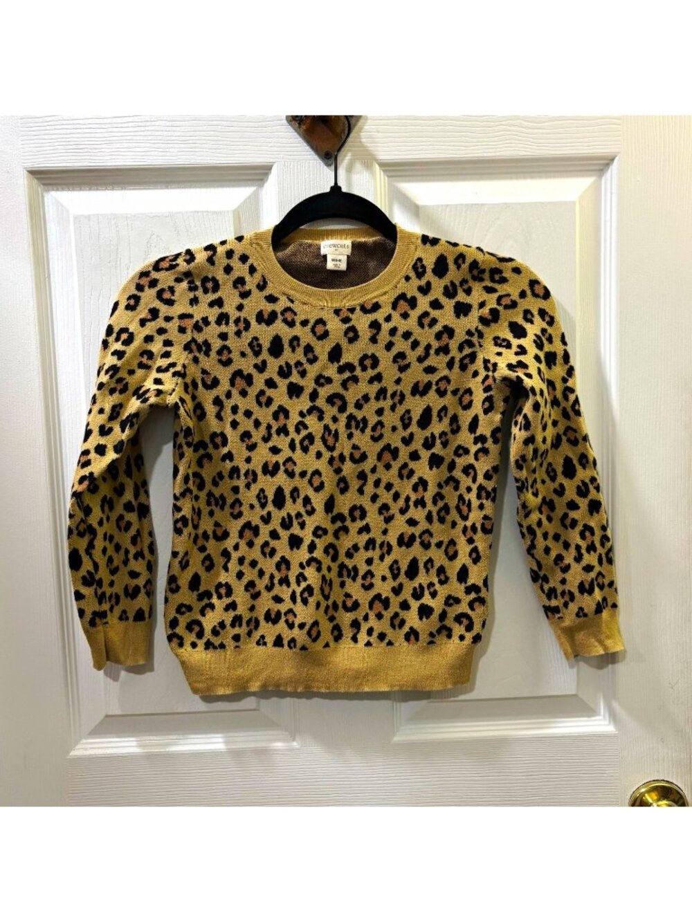 Crewcuts Girls Leopard Print Knit Cotton Pullover Sweater M 8-9 Long Sleeve